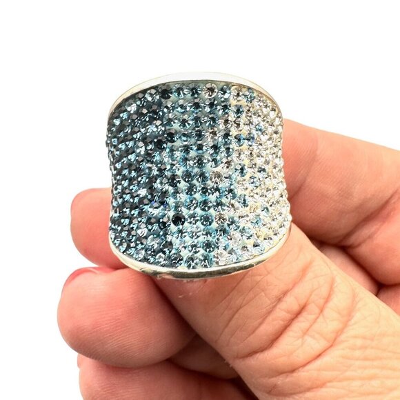 QVC Womens Ring Ombre Blue Crystal Sterling Silver Size 10 - Picture 4 of 6